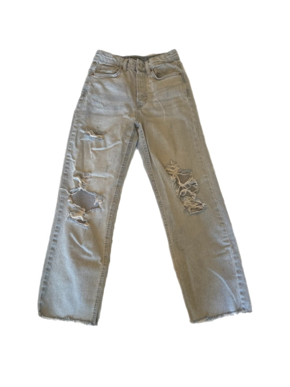 Wild Fable Light Blue Grungecore Distressed Straight-Leg Denim Jeans Size 00